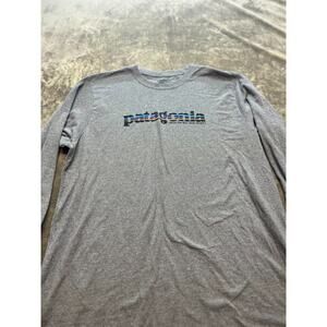 Patagonia Shirt Men's XL Long Sleeve‎ Gray Pullover Graphic Logo Casual
